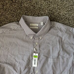 NWT Roundtree and Yorke gold label non-iron red white Checkered Men's Shirt